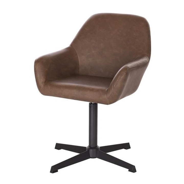 Chaise de bureau ETOLIO - Simili Marron - L 56 x P 57 x H 82 cm