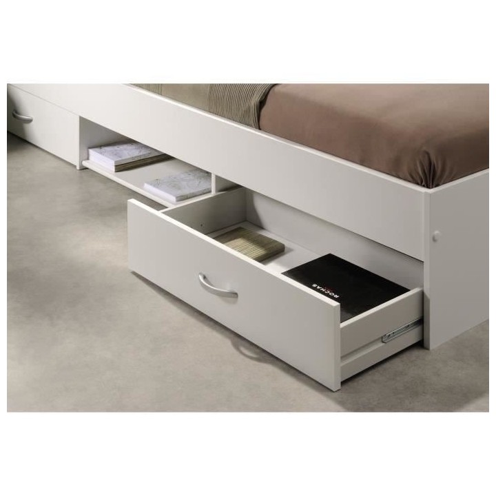 PARISOT ZODIAC Lit adulte 140 x 190 cm - Contemporain - Blanc mat