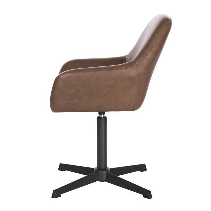 Chaise de bureau ETOLIO - Simili Marron - L 56 x P 57 x H 82 cm