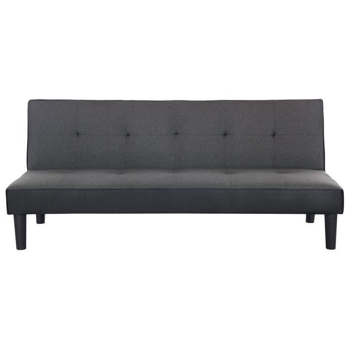 IVY Banquette clic clac 3 places capitonné - Tissu gris clair et simi