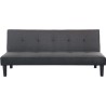 IVY Banquette clic clac 3 places capitonné - Tissu gris clair et simili noir - L 180 x P 84 x H 74 cm