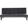 IVY Banquette clic clac 3 places capitonné - Simili noir et tissu gris clair - L 180 x P 84 x H 74 cm