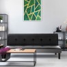 IVY Banquette clic clac 3 places capitonné - Simili noir et tissu gris clair - L 180 x P 84 x H 74 cm