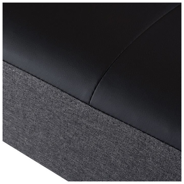 IVY Banquette clic clac 3 places capitonné - Simili noir et tissu gri