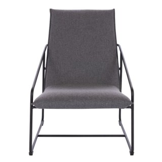 LOGAN Fauteuil - Pieds en métal - Tissu gris - L 65 x P 84 x H 88 cm