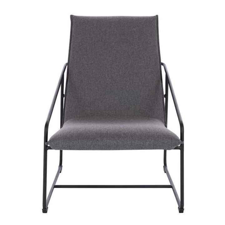 LOGAN Fauteuil - Pieds en métal - Tissu gris - L 65 x P 84 x H 88 cm