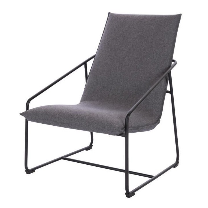LOGAN Fauteuil - Pieds en métal - Tissu gris - L 65 x P 84 x H 88 cm