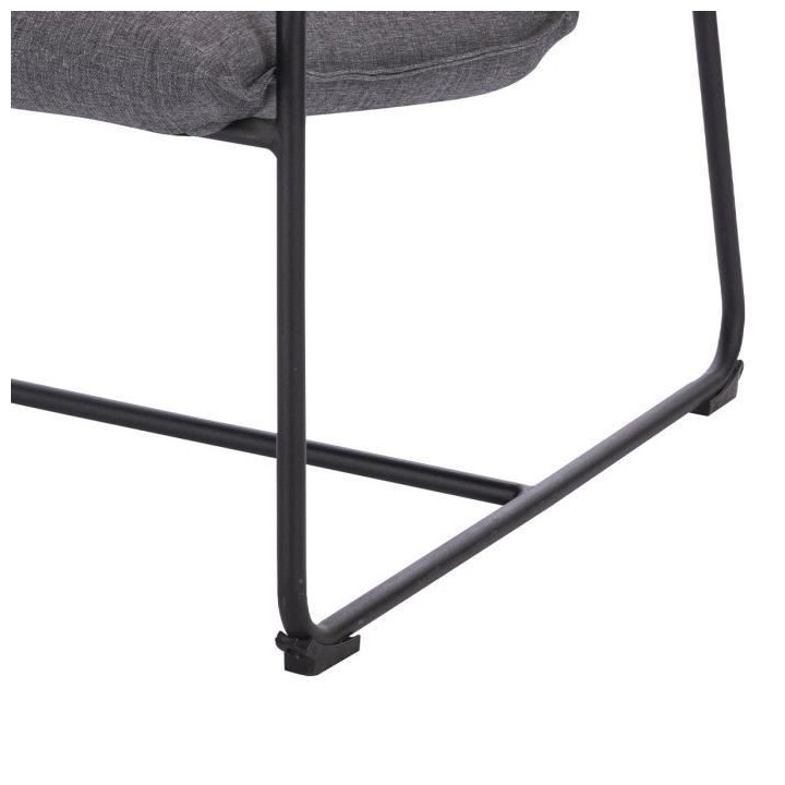 LOGAN Fauteuil - Pieds en métal - Tissu gris - L 65 x P 84 x H 88 cm