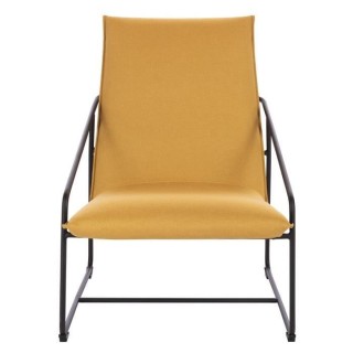 LOGAN Fauteuil - Pied en métal - Tissu jaune - L 65 x P 84 x H 88 cm