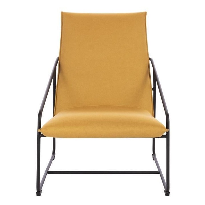 LOGAN Fauteuil - Pied en métal - Tissu jaune - L 65 x P 84 x H 88 cm