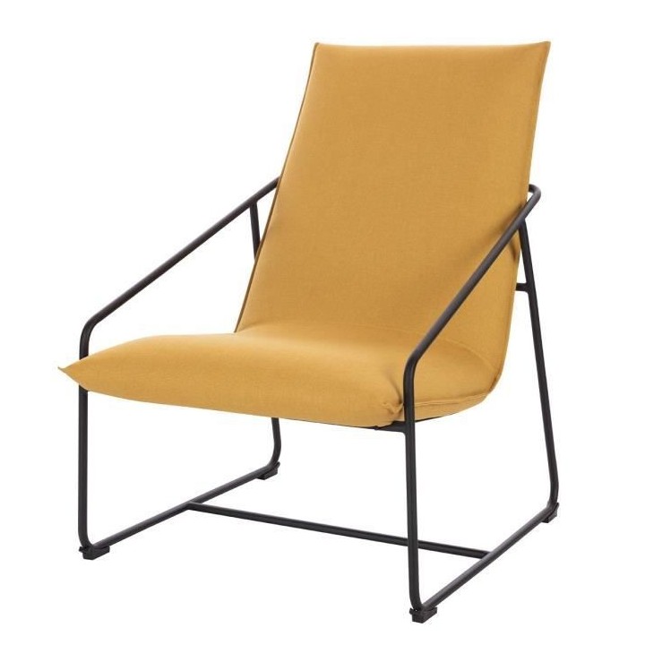 LOGAN Fauteuil - Pied en métal - Tissu jaune - L 65 x P 84 x H 88 cm