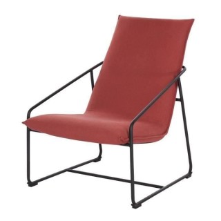 LOGAN Fauteuil - Pieds en métal - Tissu orange foncé - L 65 x P 84 x