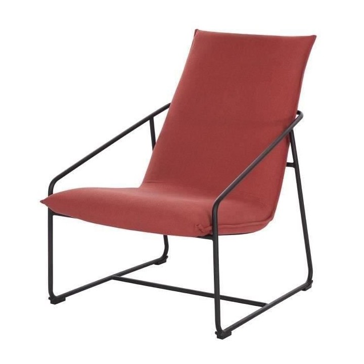 LOGAN Fauteuil - Pieds en métal - Tissu orange foncé - L 65 x P 84 x