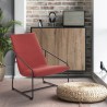 LOGAN Fauteuil - Pieds en métal - Tissu orange foncé - L 65 x P 84 x H 88 cm