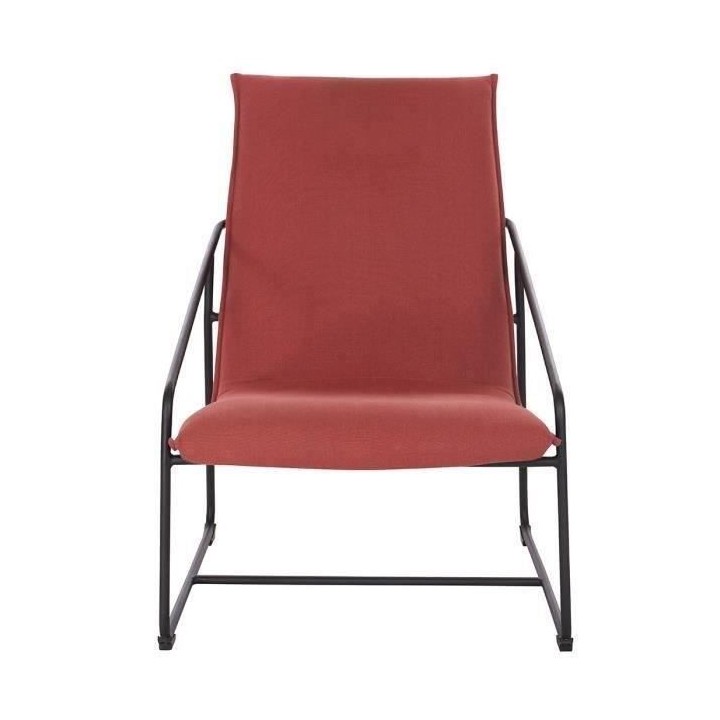 LOGAN Fauteuil - Pieds en métal - Tissu orange foncé - L 65 x P 84 x