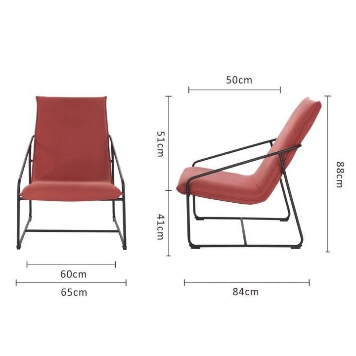 LOGAN Fauteuil - Pieds en métal - Tissu orange foncé - L 65 x P 84 x