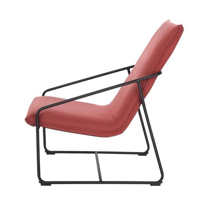 LOGAN Fauteuil - Pieds en métal - Tissu orange foncé - L 65 x P 84 x