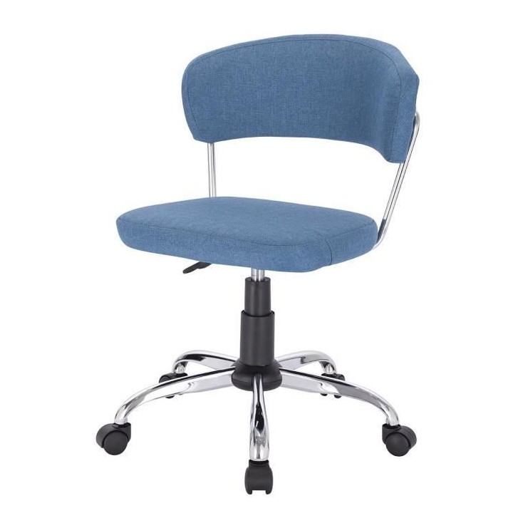 Chaise de bureau LOLY - Tissu Bleu - Ajustable - L 53 x P 55 x H 72/82