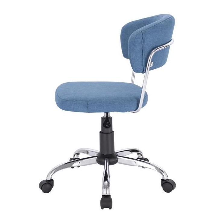 Chaise de bureau LOLY - Tissu Bleu - Ajustable - L 53 x P 55 x H 72/82