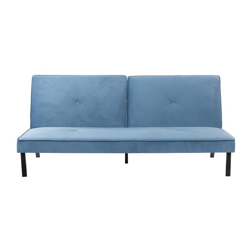 LYNN Banquette clic clac 3 places - Tissu bleu - L 190 x P 92 x H 87 cm