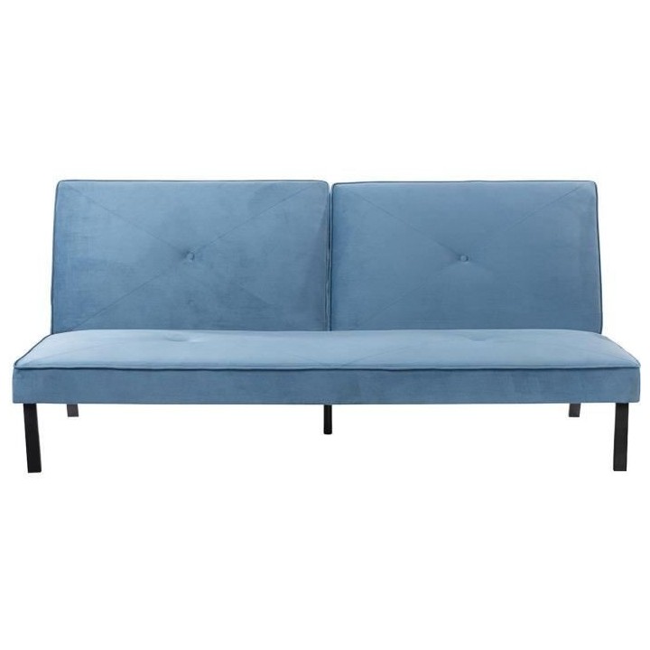 LYNN Banquette clic clac 3 places - Tissu bleu - L 190 x P 92 x H 87 c