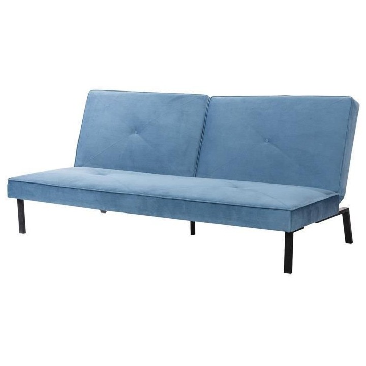 LYNN Banquette clic clac 3 places - Tissu bleu - L 190 x P 92 x H 87 c