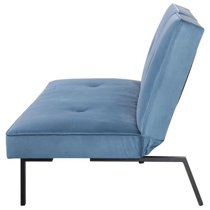 LYNN Banquette clic clac 3 places - Tissu bleu - L 190 x P 92 x H 87 c