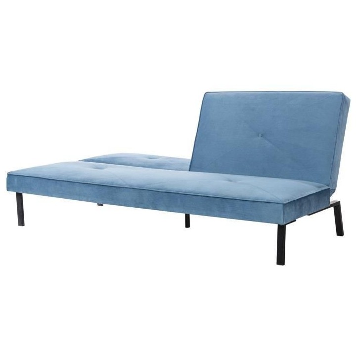 LYNN Banquette clic clac 3 places - Tissu bleu - L 190 x P 92 x H 87 c