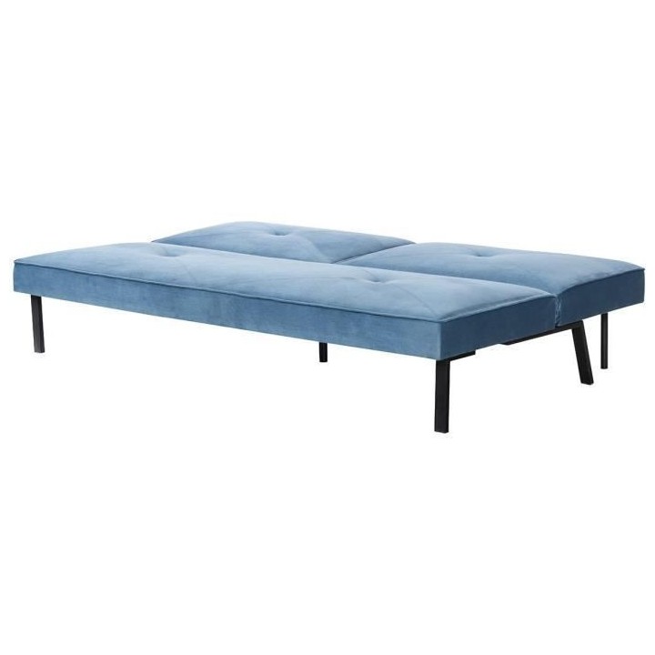 LYNN Banquette clic clac 3 places - Tissu bleu - L 190 x P 92 x H 87 c