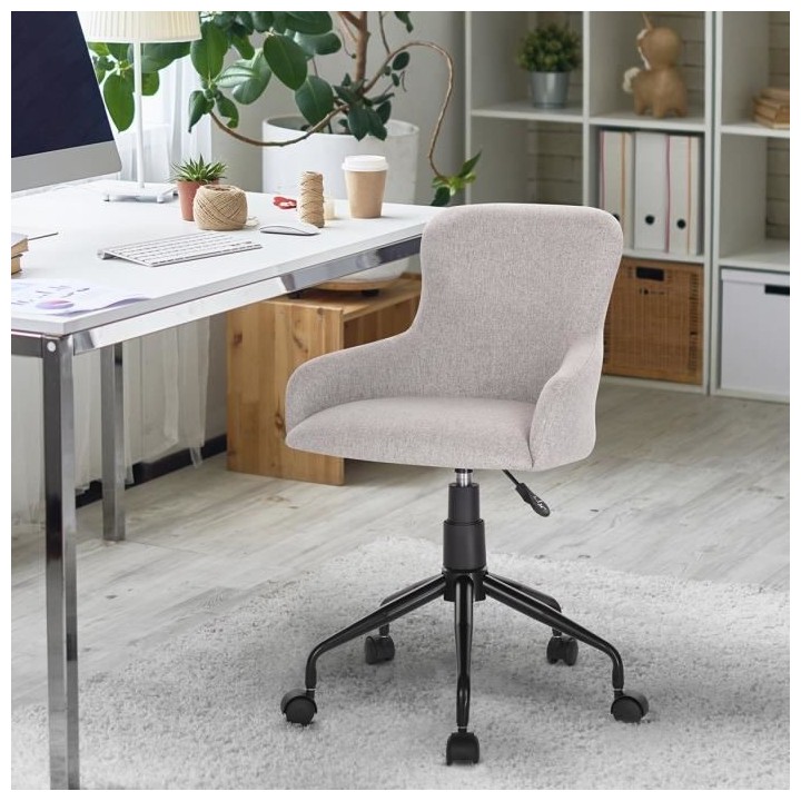 Chaise de bureau NEST - Tissu Gris - Ajustable - L 51 x P 53 x H 81/89