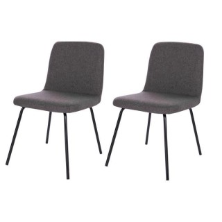Lot de 2 chaises - Pieds en métal - Tissu Gris - L 44 x P 56 x H 80 c