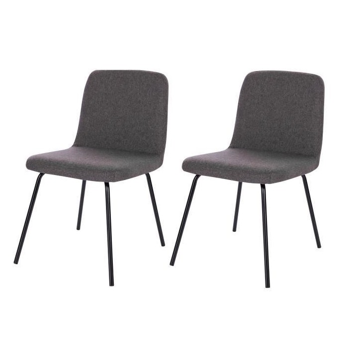 Lot de 2 chaises - Pieds en métal - Tissu Gris - L 44 x P 56 x H 80 c