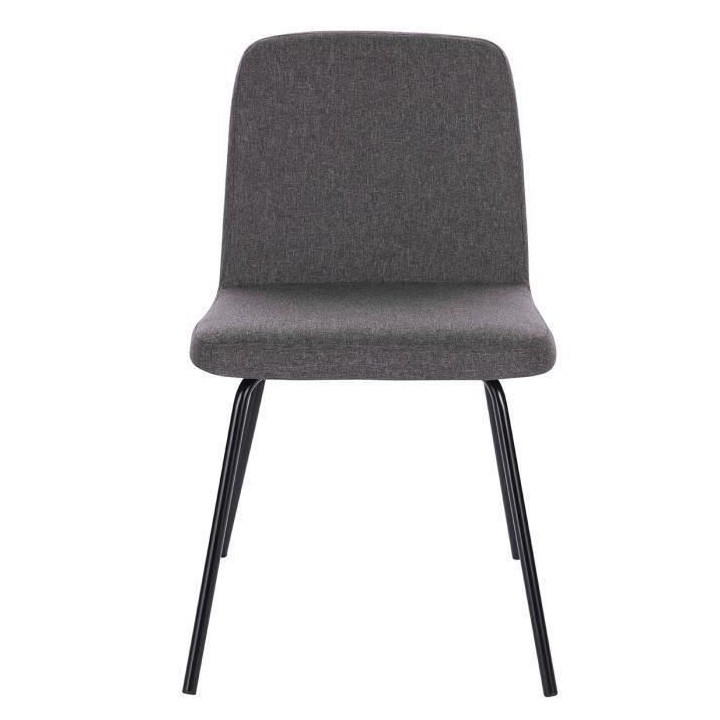 Lot de 2 chaises - Pieds en métal - Tissu Gris - L 44 x P 56 x H 80 c