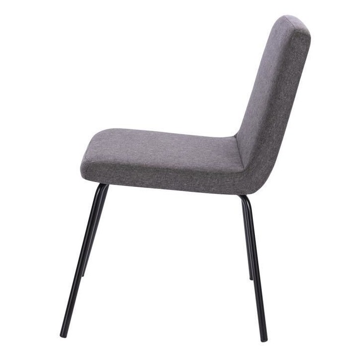 Lot de 2 chaises - Pieds en métal - Tissu Gris - L 44 x P 56 x H 80 c