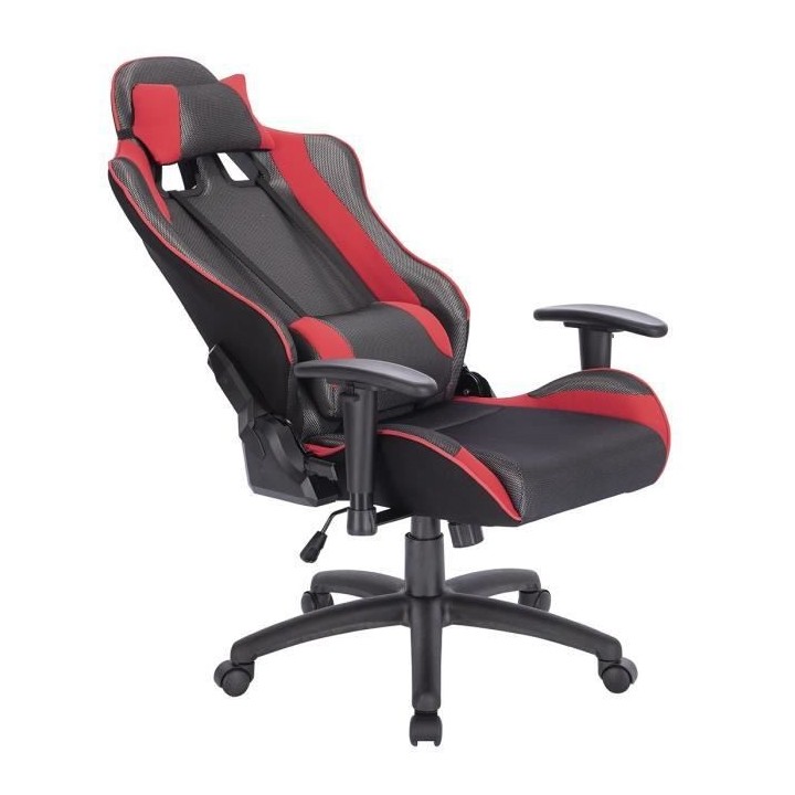 SPEED Chaise de bureau gaming ajustable - Simili Noir - L 69 x P 59 x