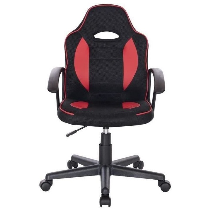 TERRY Chaise de bureau gaming ajustable - Simili Noir - L 56 x P 60 x