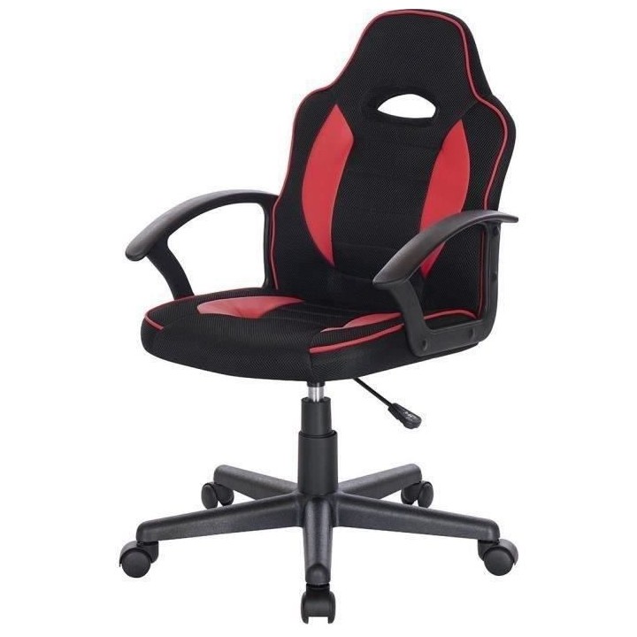 TERRY Chaise de bureau gaming ajustable - Simili Noir - L 56 x P 60 x