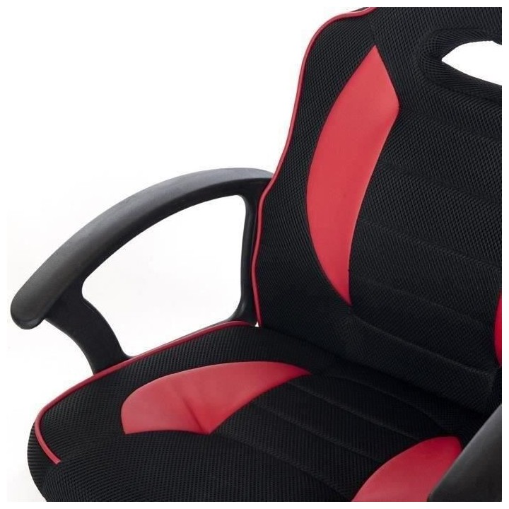 TERRY Chaise de bureau gaming ajustable - Simili Noir - L 56 x P 60 x