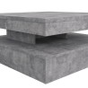 Table basse carrée pivotante - Panneau de particules - Décor béton gris clair - Classique - L 78 x P 78 x H 35,4 cm - COFFEE