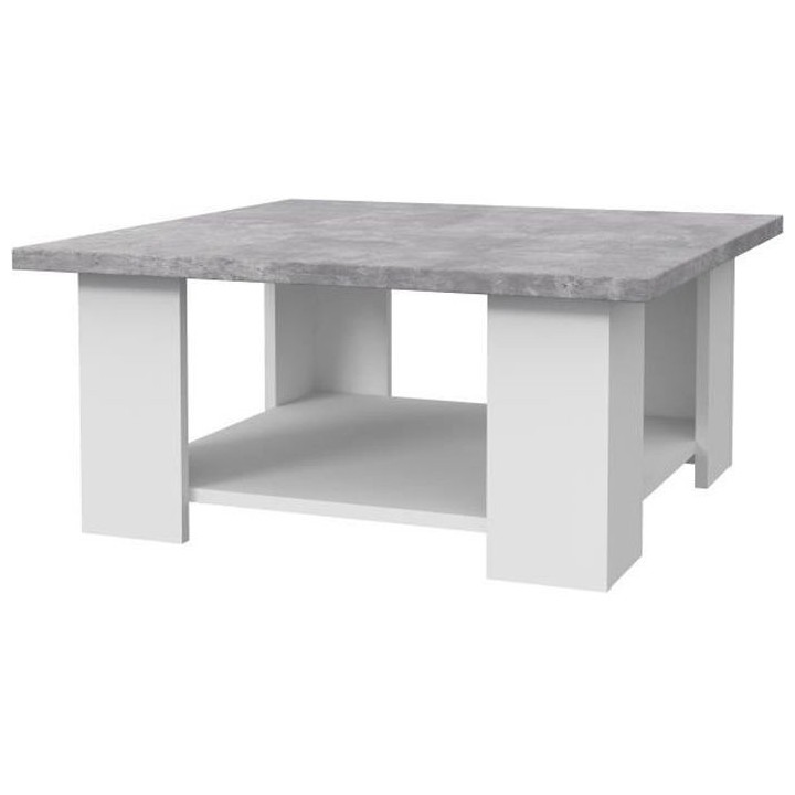 Table basse PILVI - Blanc et béton clair - Contemporain - L 67 x P 67