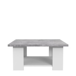 Table basse PILVI - Blanc et béton clair - Contemporain - L 67 x P 67 x H 31 cm