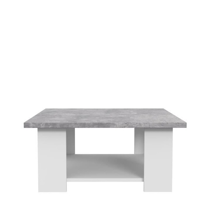 Table basse PILVI - Blanc et béton clair - Contemporain - L 67 x P 67