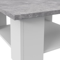 Table basse PILVI - Blanc et béton clair - Contemporain - L 67 x P 67 x H 31 cm