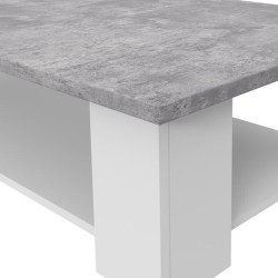 Table basse PILVI - Blanc et béton clair - Contemporain - L 67 x P 67 x H 31 cm