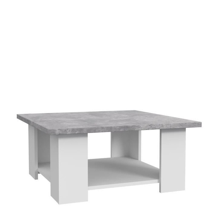 Table basse PILVI - Blanc et béton clair - Contemporain - L 67 x P 67