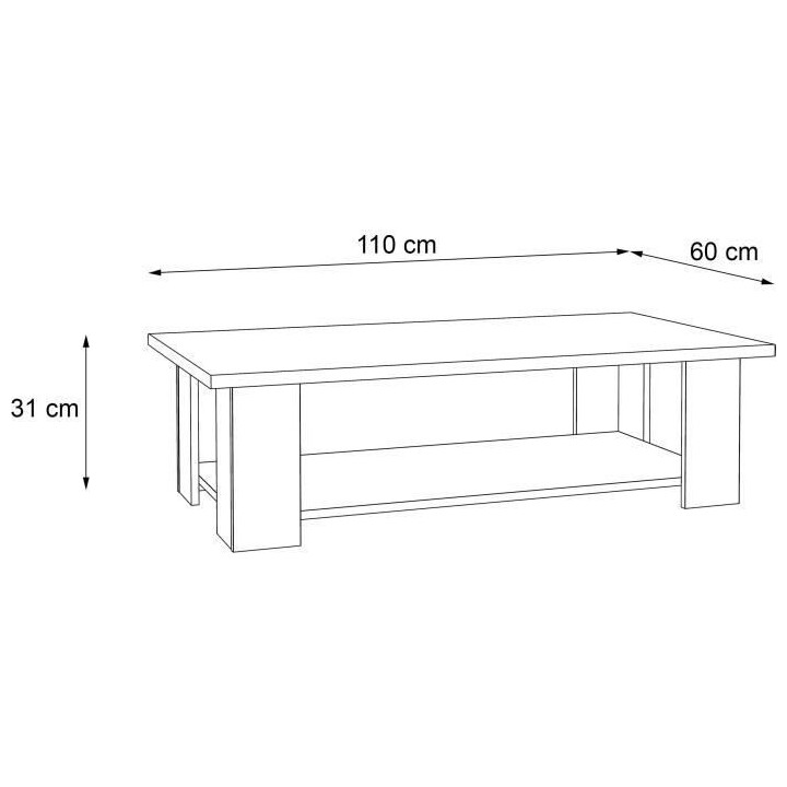 Table basse PILVI - Blanc mat - L 110 x P 60 x H 31 cm