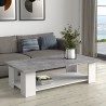 Table basse PILVI - Blanc et béton clair - L 110 x P 60 x H 31 cm