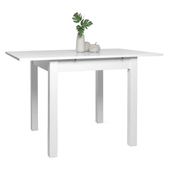 Table a manger extensible - 4 a 6 personnes - Décor Blanc - COBURG -