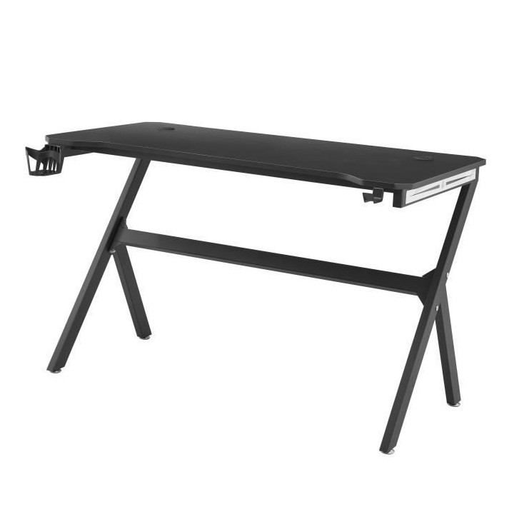 CGM Bureau Gaming noir L 120 x l 60 x H 74 cm - Porte-gobelet et porte