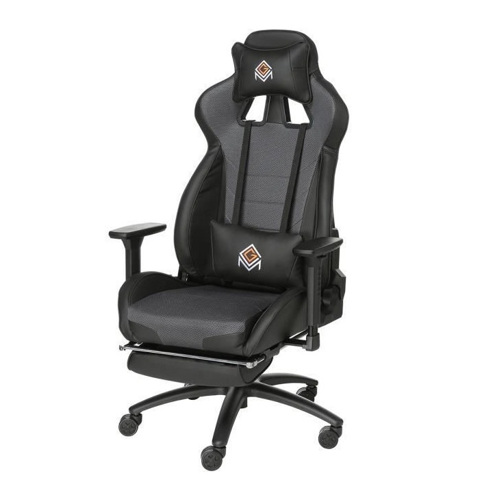 Fauteuil gaming CGM avec appui-tete, repose-pieds et oreiller lombaire